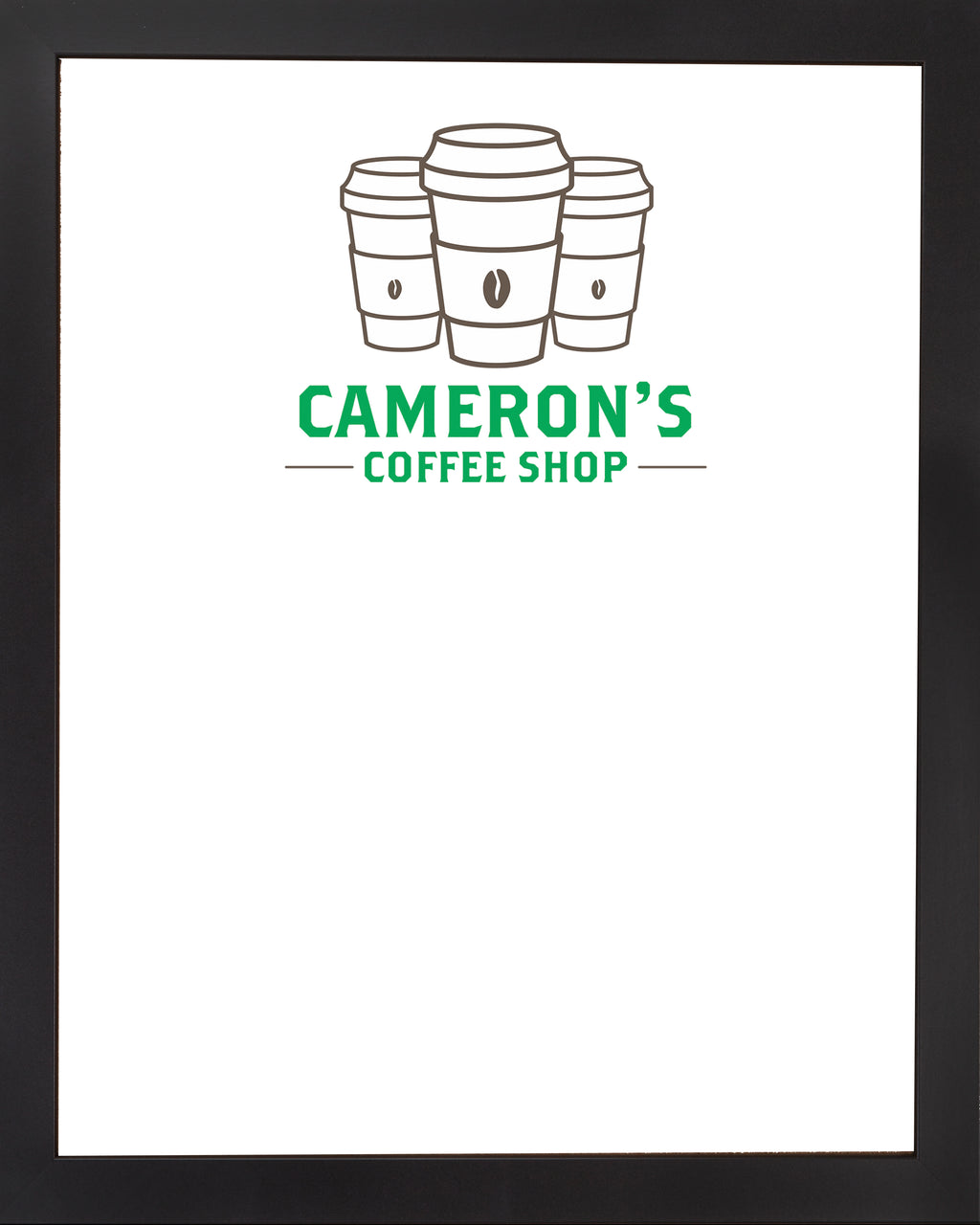 DRY ERASE BOARD 18 X 22: COFFEE SHOP KITCHEN LOGO (ADD YOUR NAME!)
