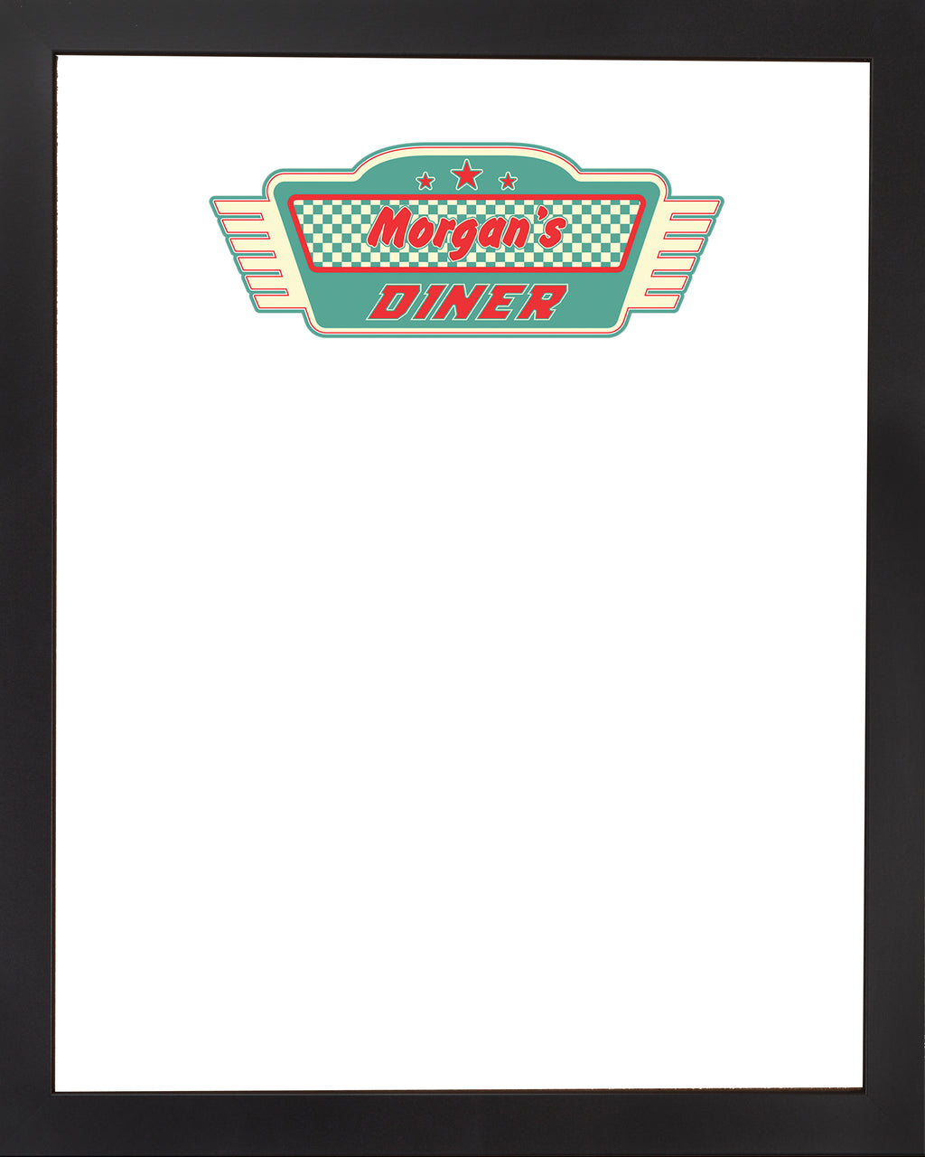 DRY ERASE BOARD 18 X 22: VINTAGE DINER KITCHEN LOGO (ADD YOUR NAME!)