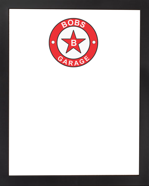 DRY ERASE BOARD 18 X 22: STAR GARAGE LOGO (ADD YOUR NAME!)
